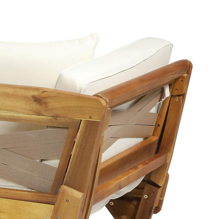 Christopher Knight Home Patrick Outdoor Acacia Wood Expandable Daybed with Water Teak Finish + Khaki + Beige Cushion - Diamond Home USA