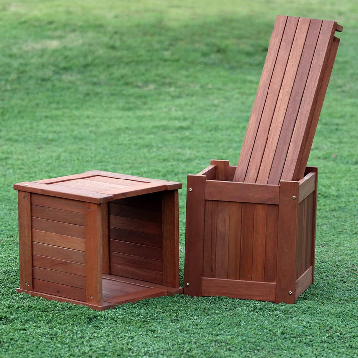 Hardwood Planter Box Brown Square Teak Wood - Diamond Home USA
