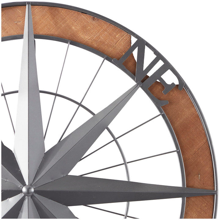 Grey Metal Nautical Compass Wall Coastal - Diamond Home USA