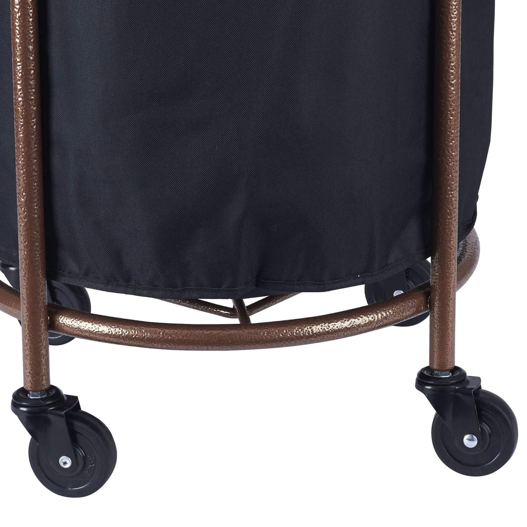 Black Copper Rolling Laundry Hamper With Wheels Round Laundry Sorter Storage - Diamond Home USA