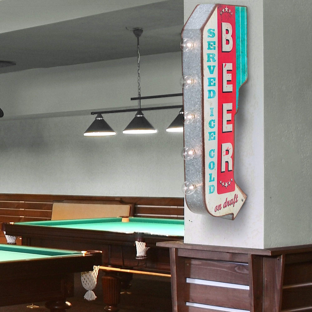 Beer On Draft Double Sided Off The Wall Led Marquee Light Up Arrow Sign for - Diamond Home USA