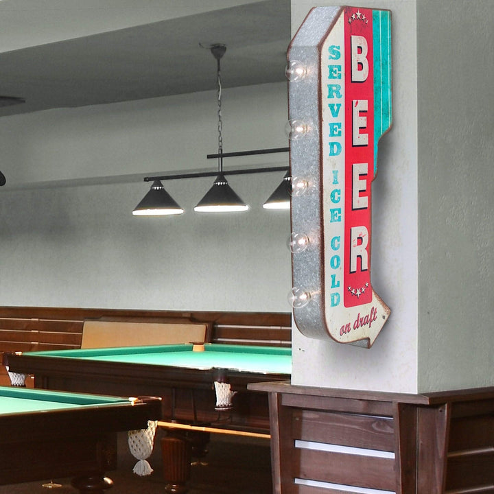 Beer On Draft Double Sided Off The Wall Led Marquee Light Up Arrow Sign for - Diamond Home USA