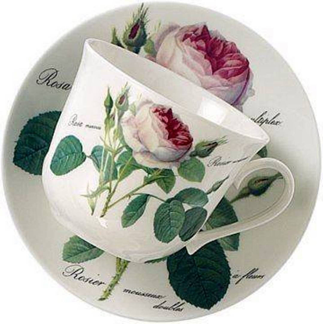 Roy Kirkham Breakfast Cup/Saucer Redoute Rose Set of 2