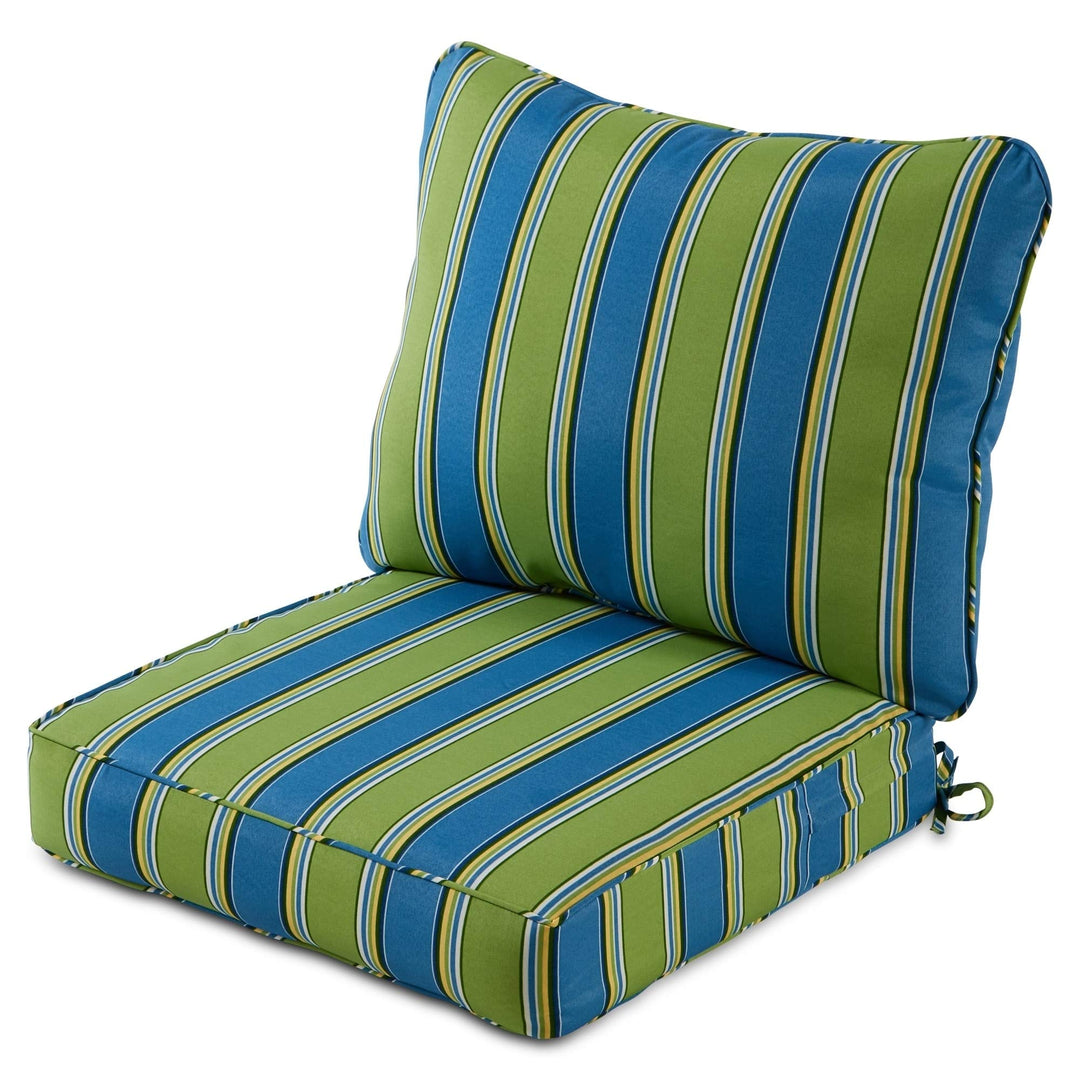Cayman Stripe Outdoor 25-inch X 47-inch Deep Seat Cushion Set Blue Green Striped - Diamond Home USA