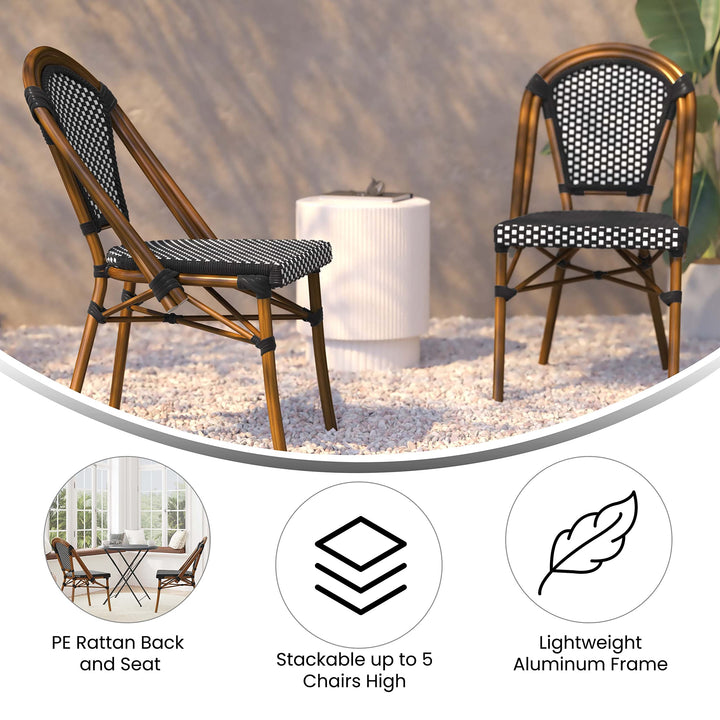 Taylor & Logan Nadia Indoor/Outdoor Stackable French Bistro Chairs in
