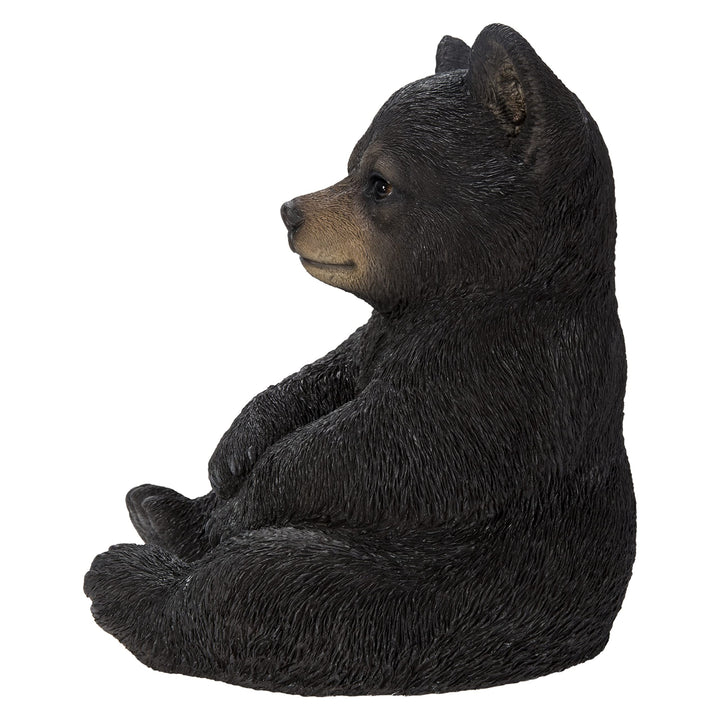 Sitting Black Bear Cub Ultra Realistic Garden Statue Multi Color Polyresin - Diamond Home USA