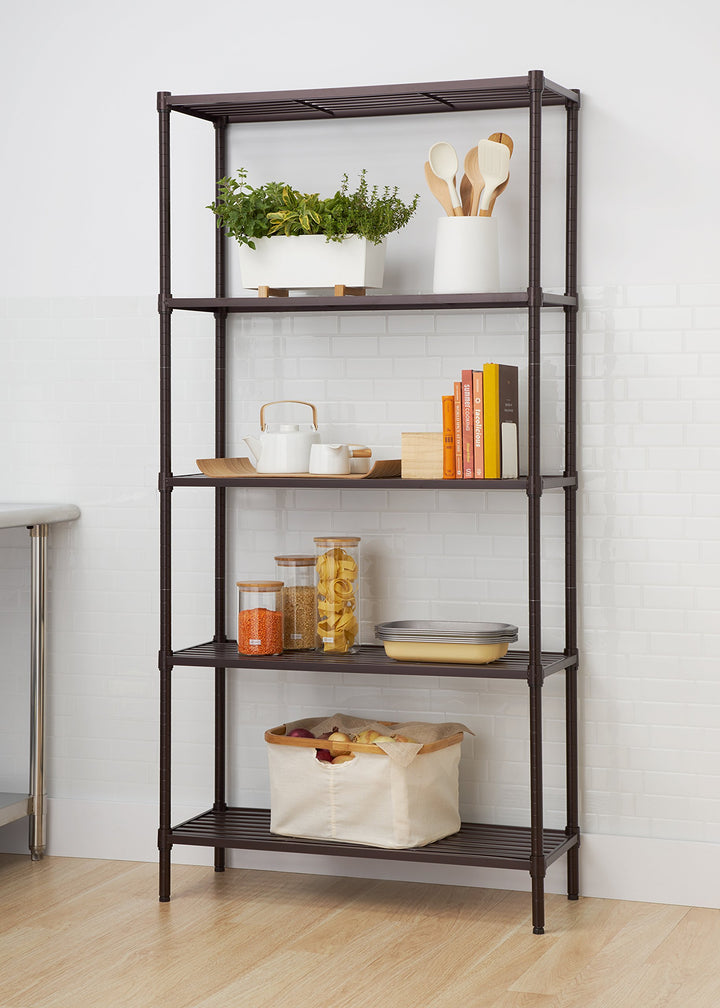 TRINITY Slat Style 5-Tier Adjustable Shelving Metal Standing Shelf for - Diamond Home USA