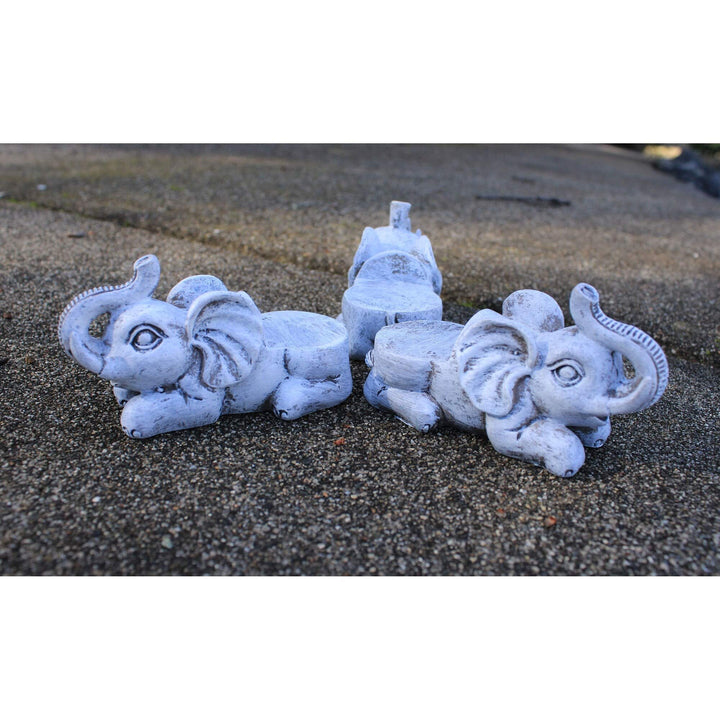Set of 3 Poly Resin Elephant Shaped Pot Feet Or Planter Risers Off/White Country - Diamond Home USA
