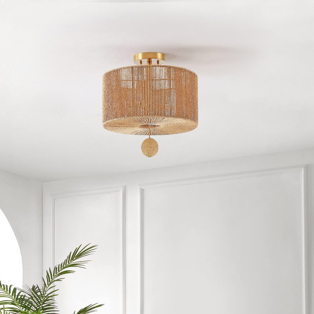 Lighting 3-light Flush Mount 15 in. W X D H Beige Gold Modern Contemporary - Diamond Home USA