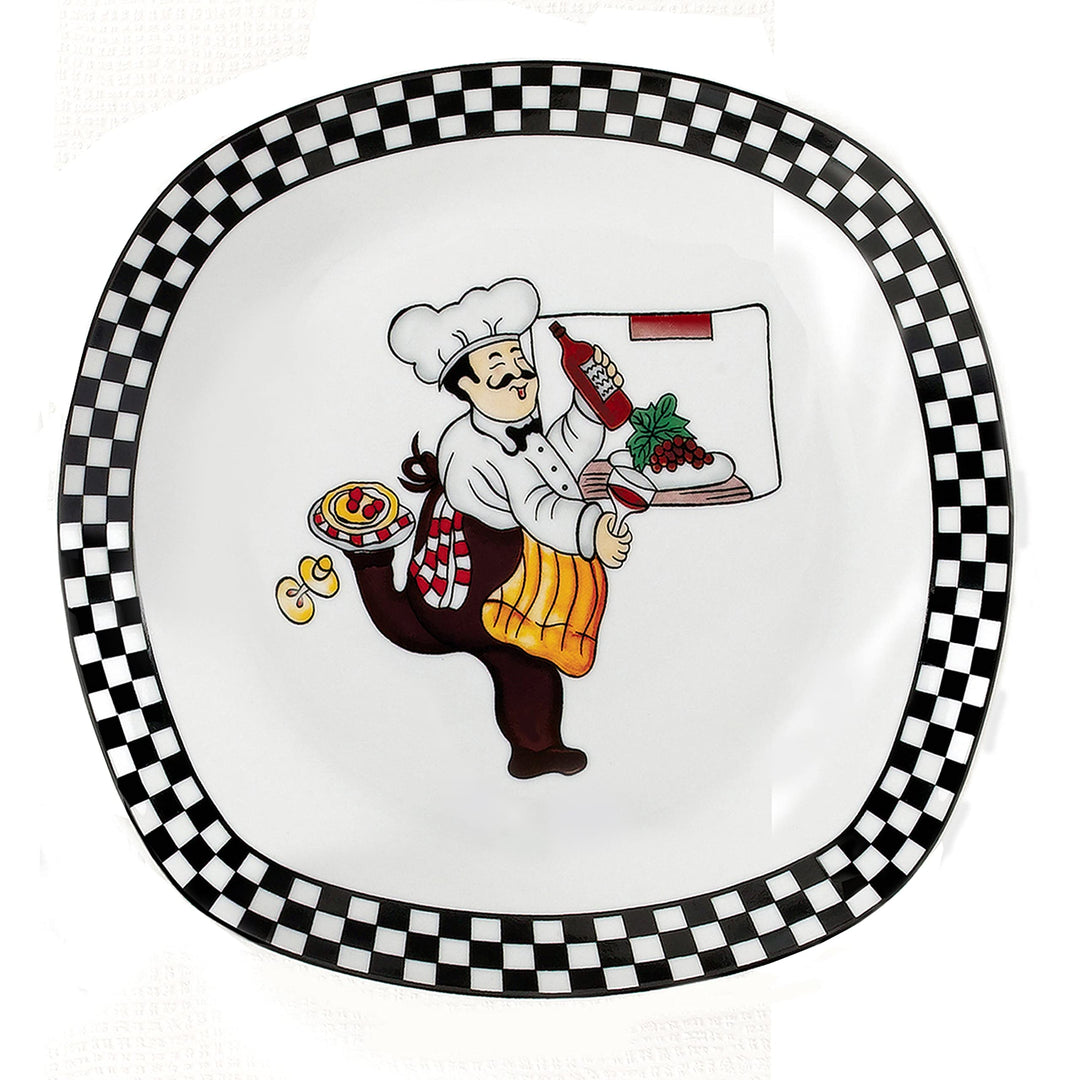 Porcelain 20 Piece Square Dinnerware Set Service For 4-chef Design White - Diamond Home USA