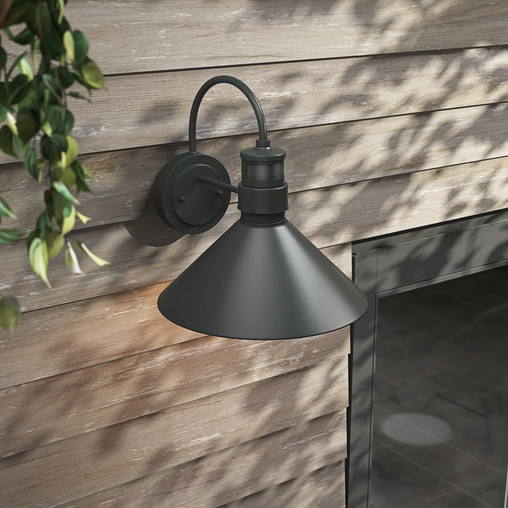 Farmhouse Gooseneck Dusk to Dawn Motion Sensor Outdoor Barn ht Black Iron - Diamond Home USA