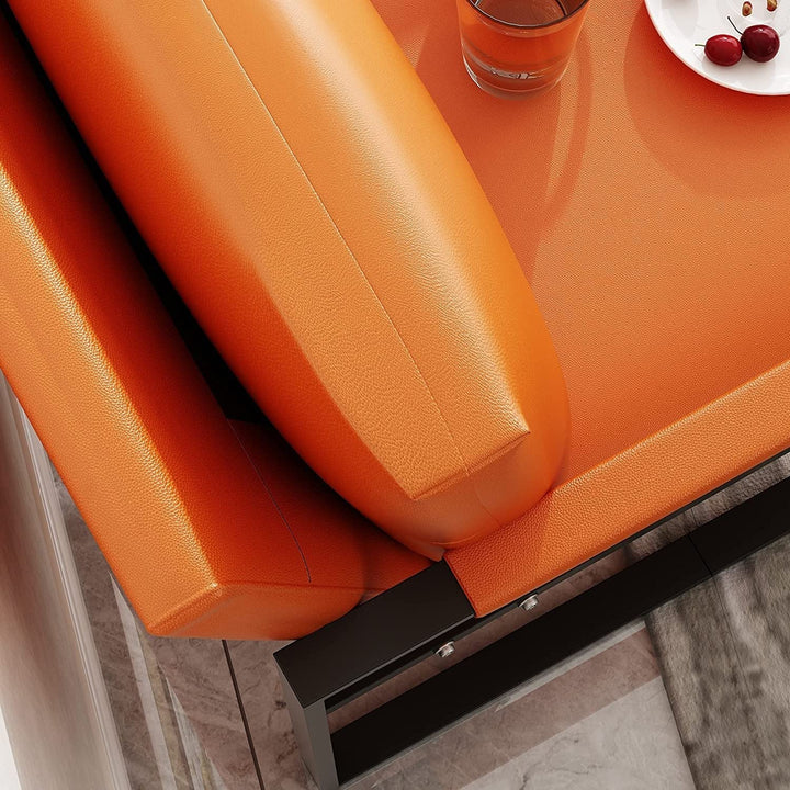 Orange Pu Leather Arm Chair with Extra-Thick Padded Back Cushion Single Sofa - Diamond Home USA
