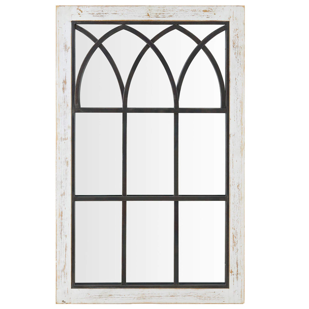 FirsTime & Co. White Vista Arch Wall Mirror Rectangular Wall Hanging Mirror - Diamond Home USA