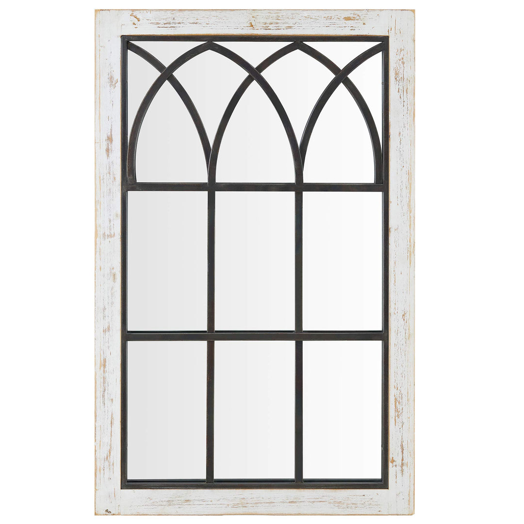 FirsTime & Co. White Vista Arch Wall Mirror Rectangular Wall Hanging Mirror - Diamond Home USA
