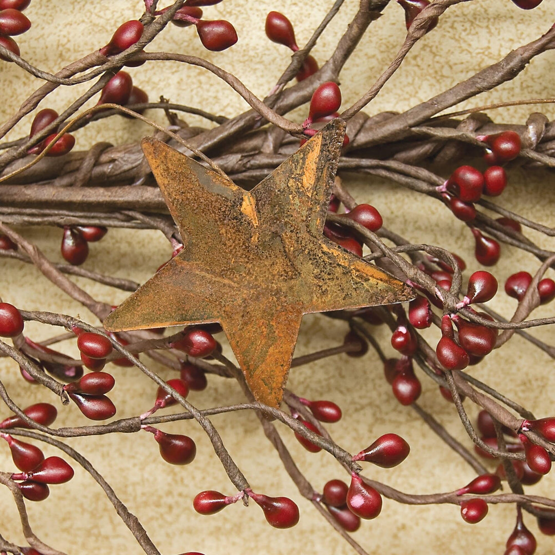 Berry Garland with Stars Burgundy 40" Red 40 Inches Un-lit - Diamond Home USA