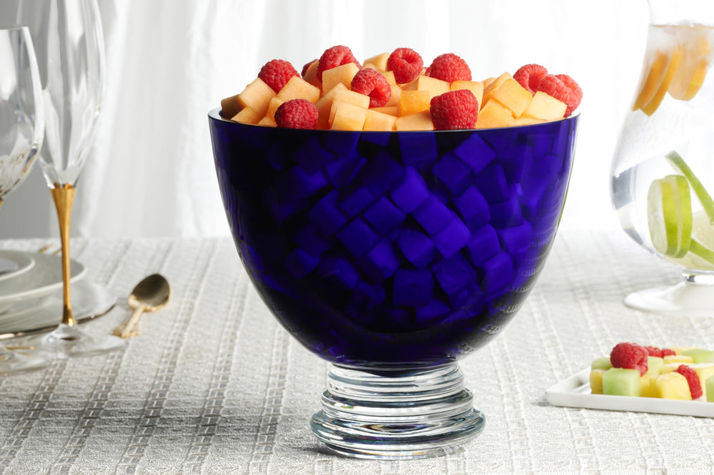 Barski Handmade Glass Round Footed Bowl Cobalt 8.5" D (8.5 Inches Diameter) Made - Diamond Home USA