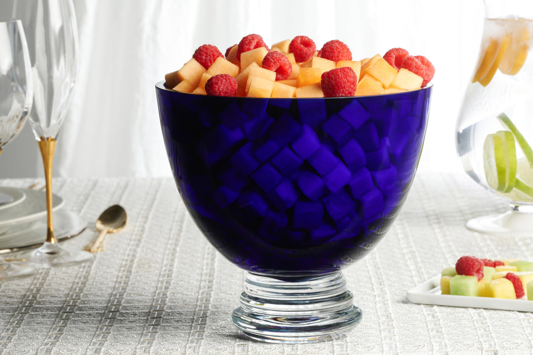 Barski Handmade Glass Round Footed Bowl Cobalt 8.5" D (8.5 Inches Diameter) Made - Diamond Home USA