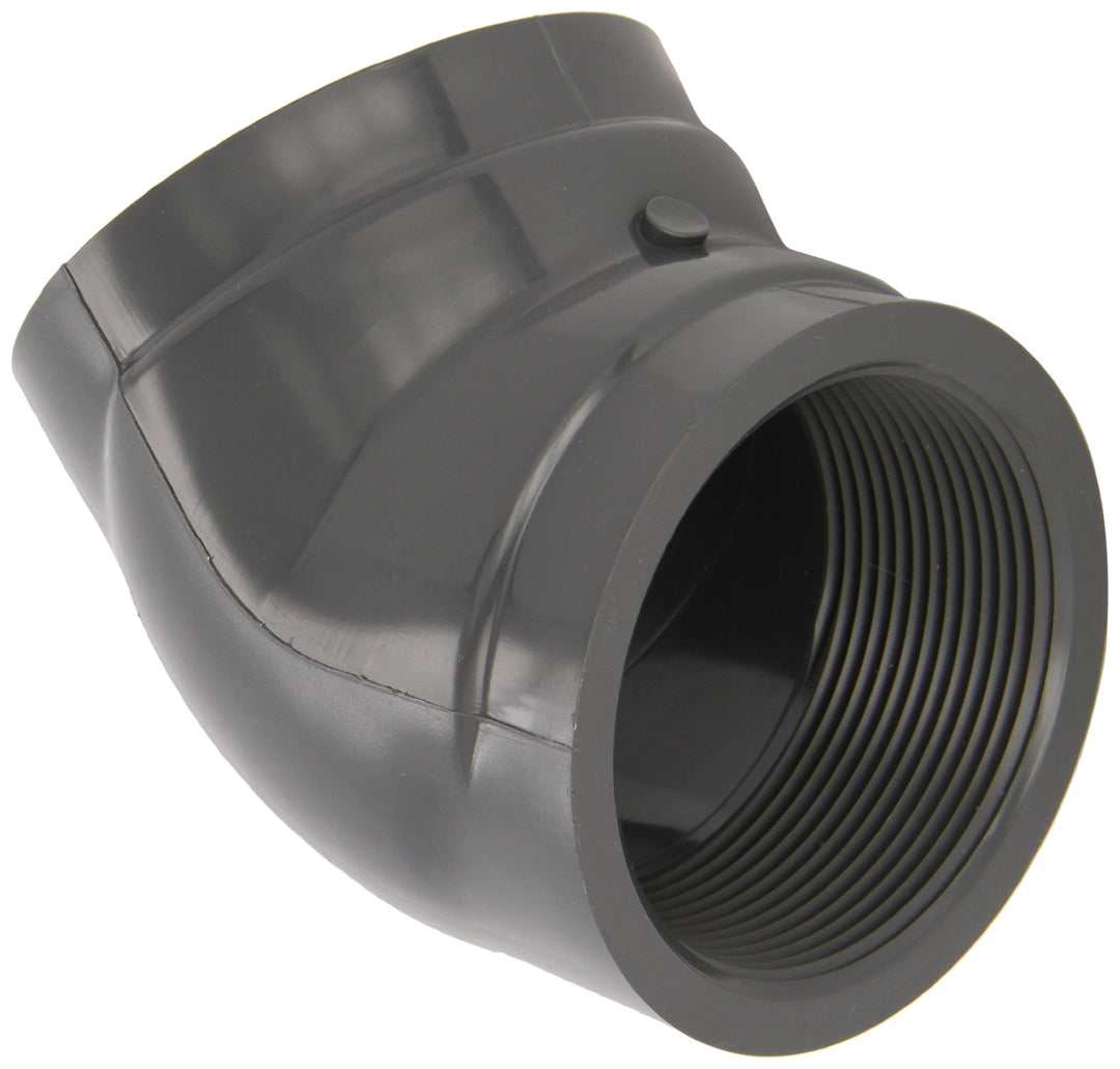 GF Piping Systems PVC Pipe Fitting 45 Degree Elbow Schedule 80 Gray 4" NPT