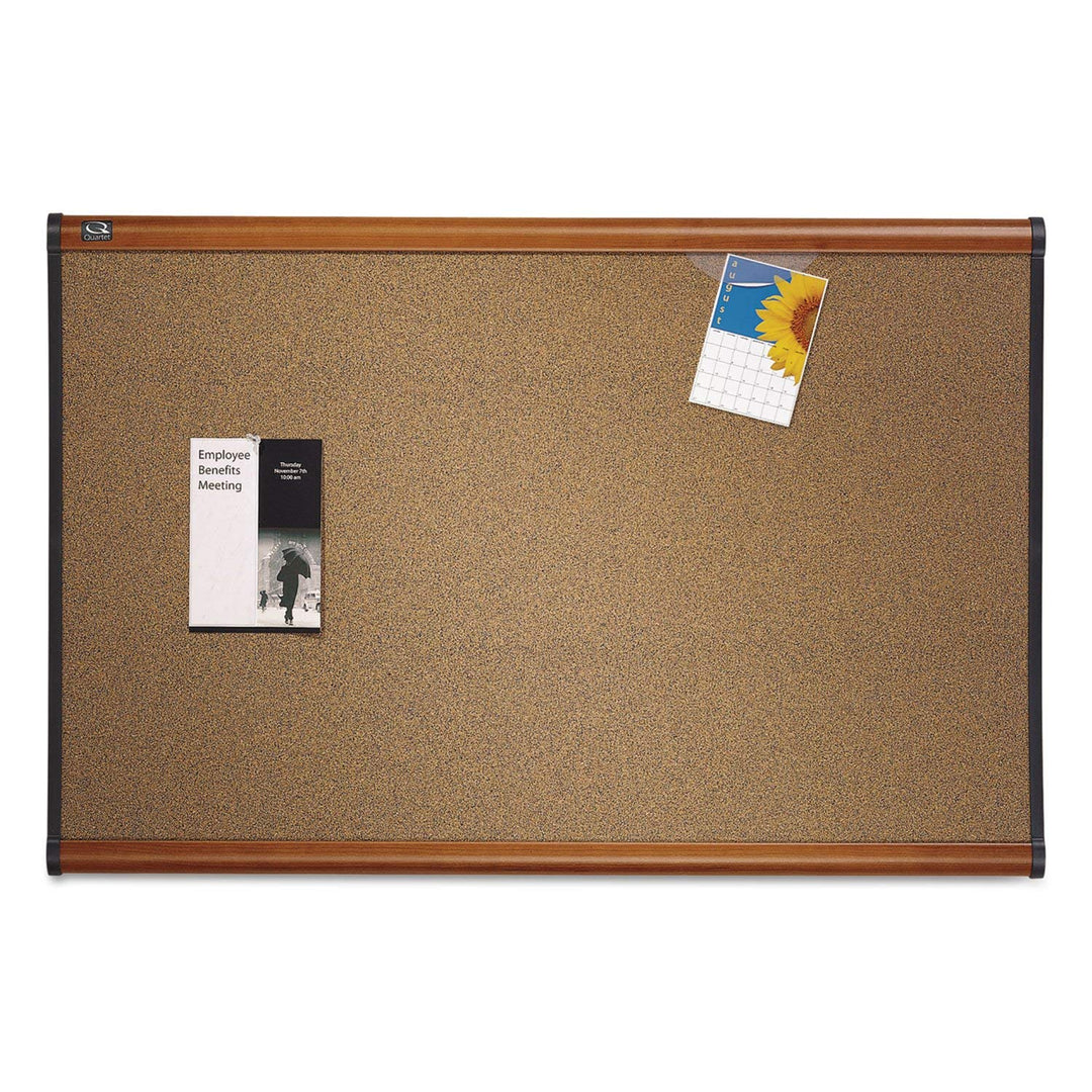 Quartet B244LC Bulletin Board 4-Ft x3-Ft Light Cherry Frame