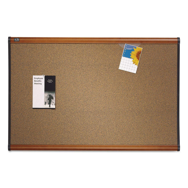 Quartet B244LC Bulletin Board 4-Ft x3-Ft Light Cherry Frame