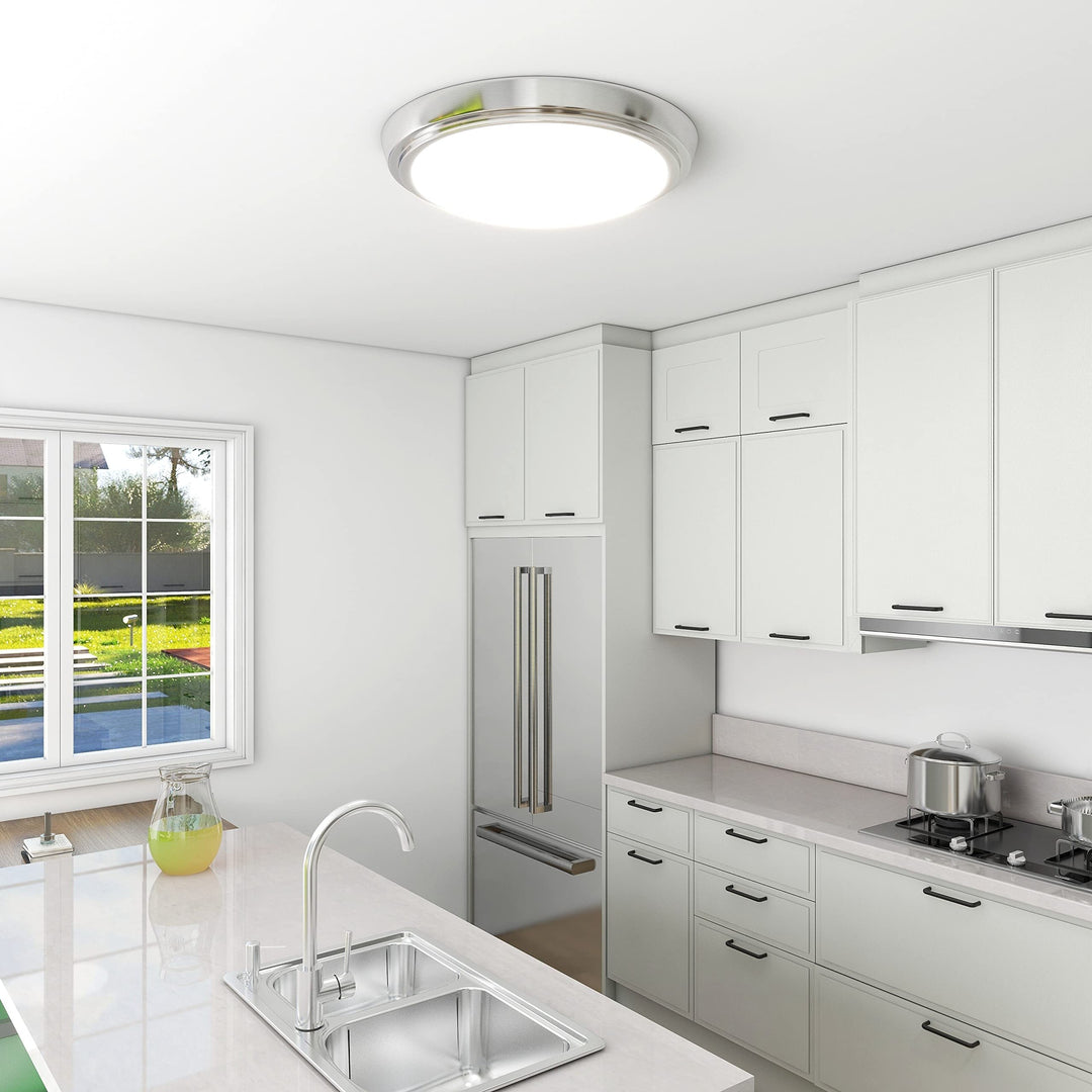 8 Pack 11-inch Led Brushed Nickel Flush Mount Ceiling Light 11" X 2" White - Diamond Home USA