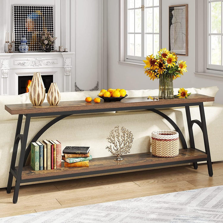 Extra Long Console Table 70.8 Inch Narrow Sofa Tables Entryway Brown - Diamond Home USA