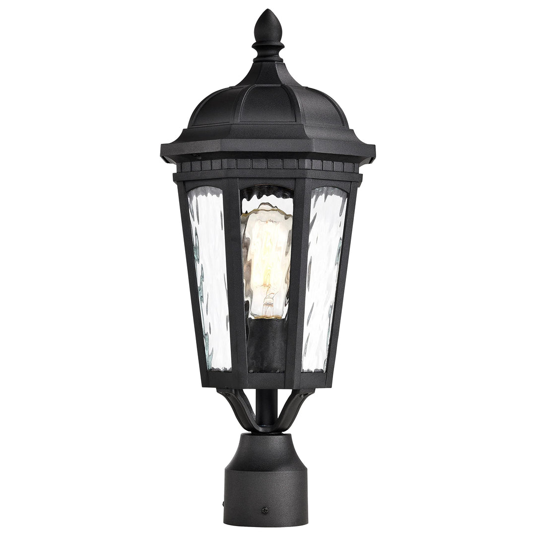 East River Outdoor Post Light Pole Lantern 1 Matte Black Finish Clear Water - Diamond Home USA