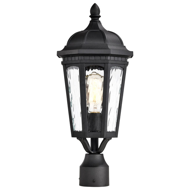 East River Outdoor Post Light Pole Lantern 1 Matte Black Finish Clear Water - Diamond Home USA