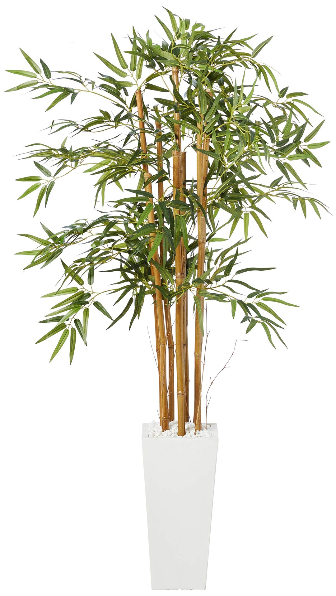 Nearly Natural 5812 5’ Bamboo Artificial Tree in White Tower Planter Green - Diamond Home USA