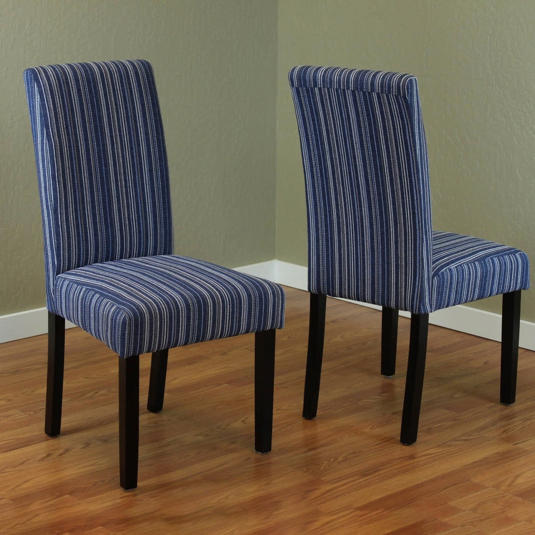 Monsoon Seville Stripe Fabric Dining Chairs (Set of 2) Beige Rubberwood - Diamond Home USA