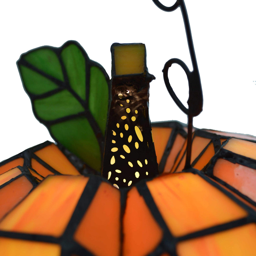 9" H Patch The Pumpkin Stained Glass Accent Lamp - 8.25" l X 8.25" w 9" h - Diamond Home USA