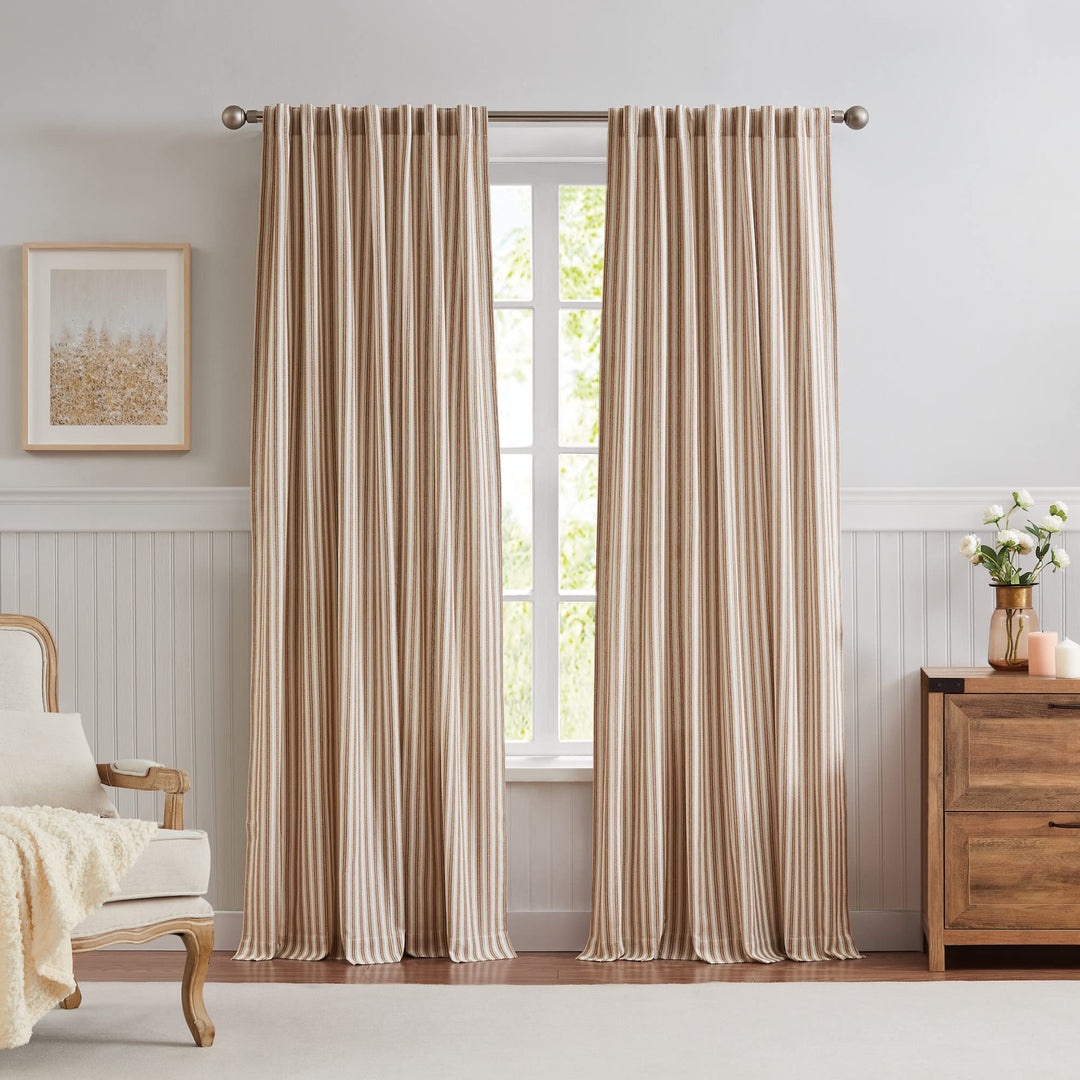 G.H. Bass & Co. Striped Curtains - Peak Stripe - 2 Panels 50 x 95 Inches - Light 95 Inches - Ochre