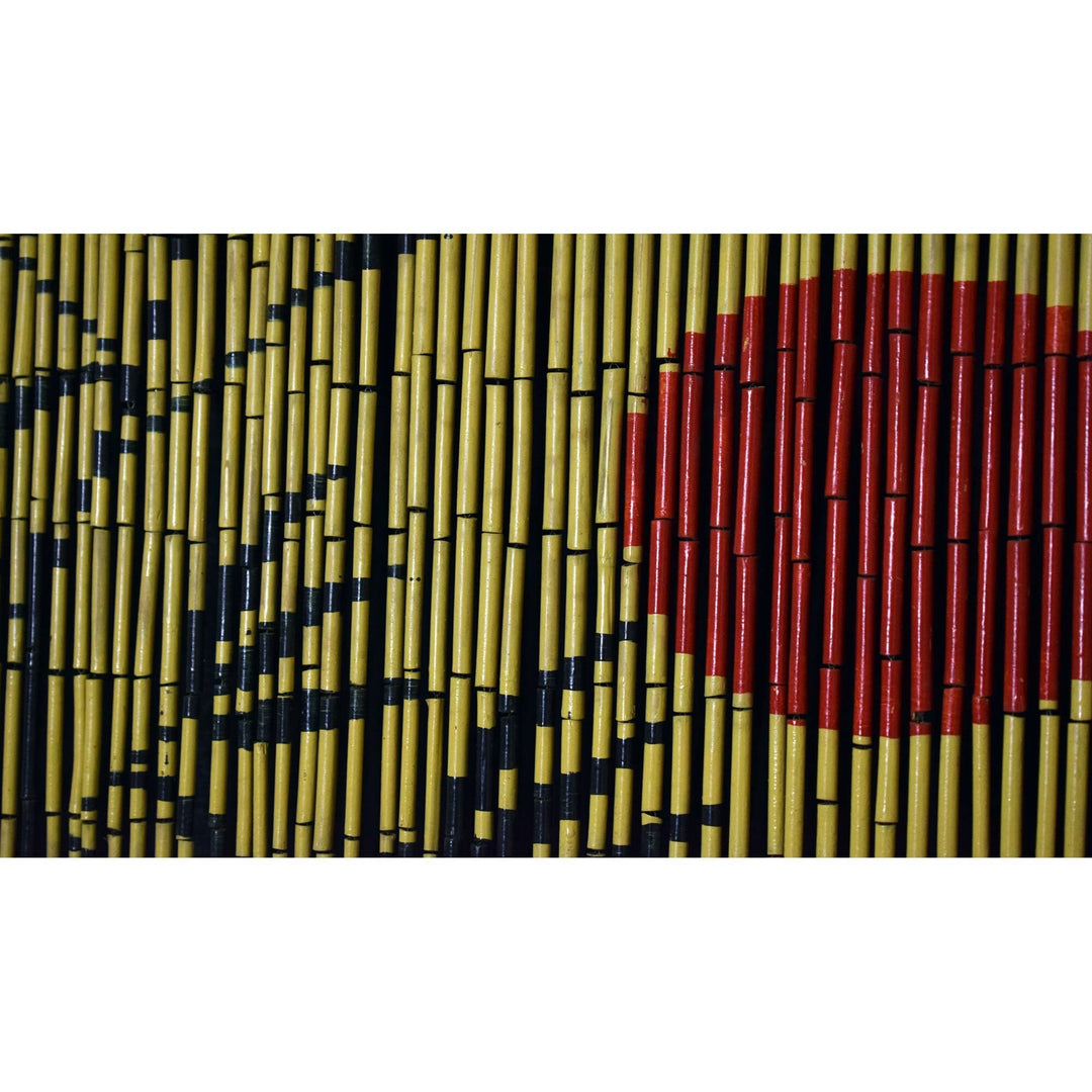 Handmade Red Sun Bamboo Tree Scene Beaded Curtain Multi Color Nature Bohemian - Diamond Home USA