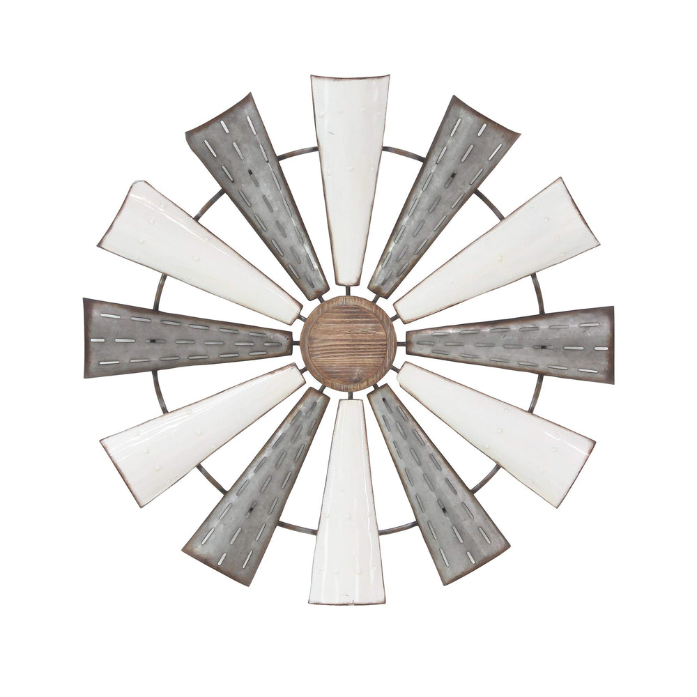 Industrial Pinwheel Iron Wall Decor White Rustic - Diamond Home USA
