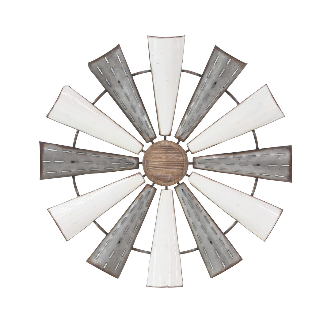 Industrial Pinwheel Iron Wall Decor White Rustic - Diamond Home USA