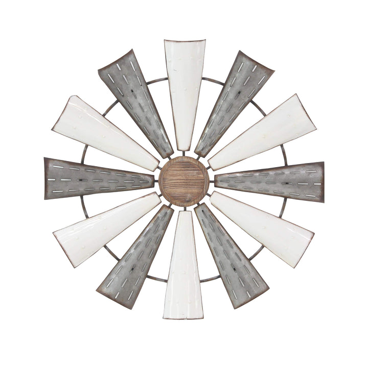 Industrial Pinwheel Iron Wall Decor White Rustic - Diamond Home USA