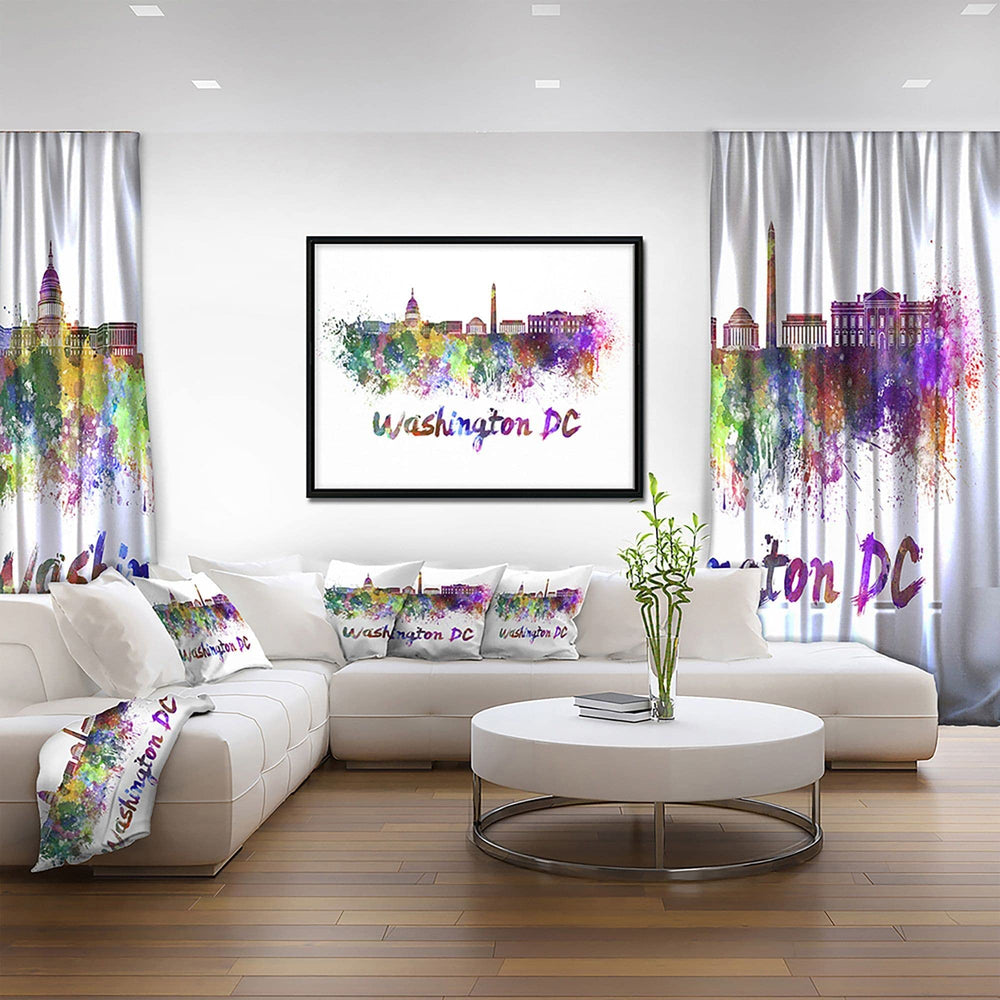 DESIGN ART Designart "Washington DC Skyline" Cityscape Framed Canvas Artwork 40 in. wide x 30 in. high - Diamond Home USA