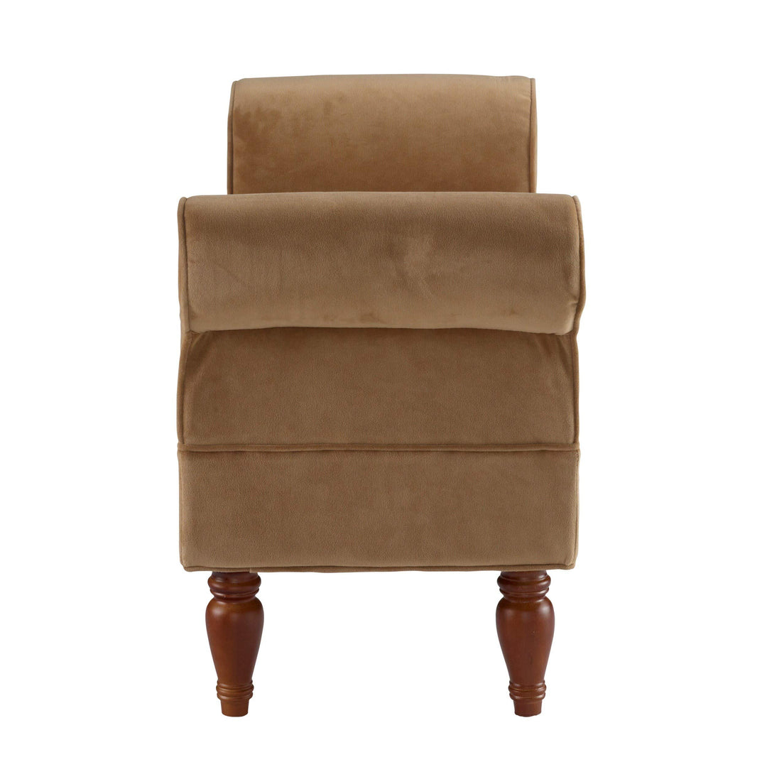Classic Light Brown Microfiber Bench Solid Modern Contemporary Traditional - Diamond Home USA