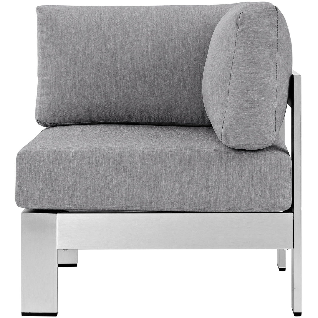 Modway Shore Aluminum Outdoor Patio Corner Chair in Silver Gray Silver/Grey - Diamond Home USA