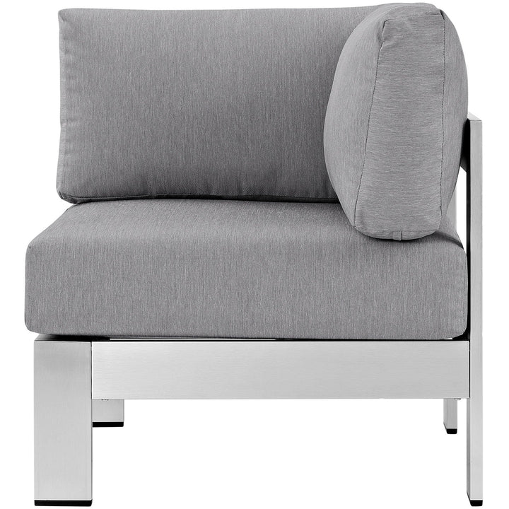 Modway Shore Aluminum Outdoor Patio Corner Chair in Silver Gray Silver/Grey - Diamond Home USA