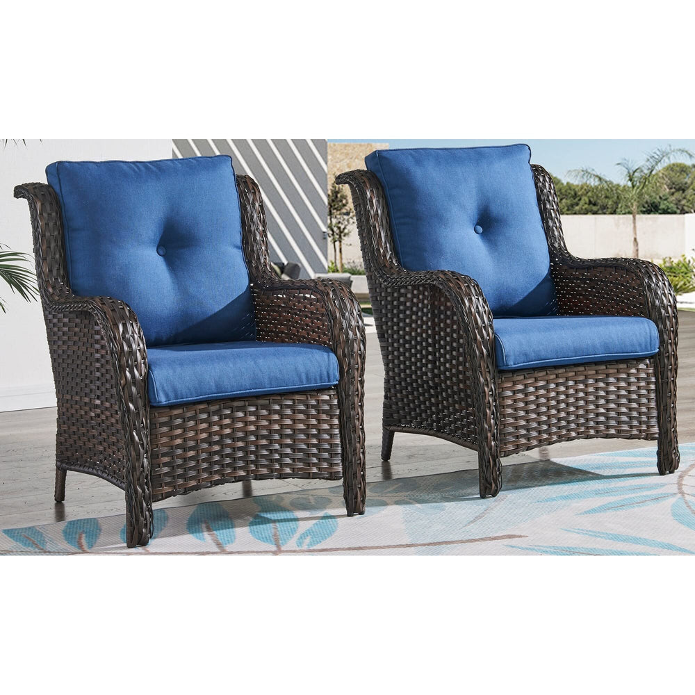 Outdoor Patio Rattan Furniture Set Wicker Chairs 2-Piece Black Modern - Diamond Home USA