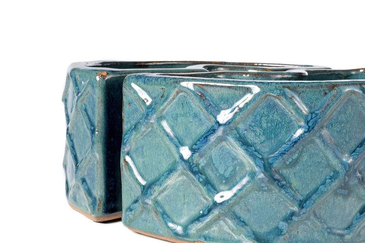 Alfresco Home Cobblestone Umbrella Planter atlantis blue - Diamond Home USA
