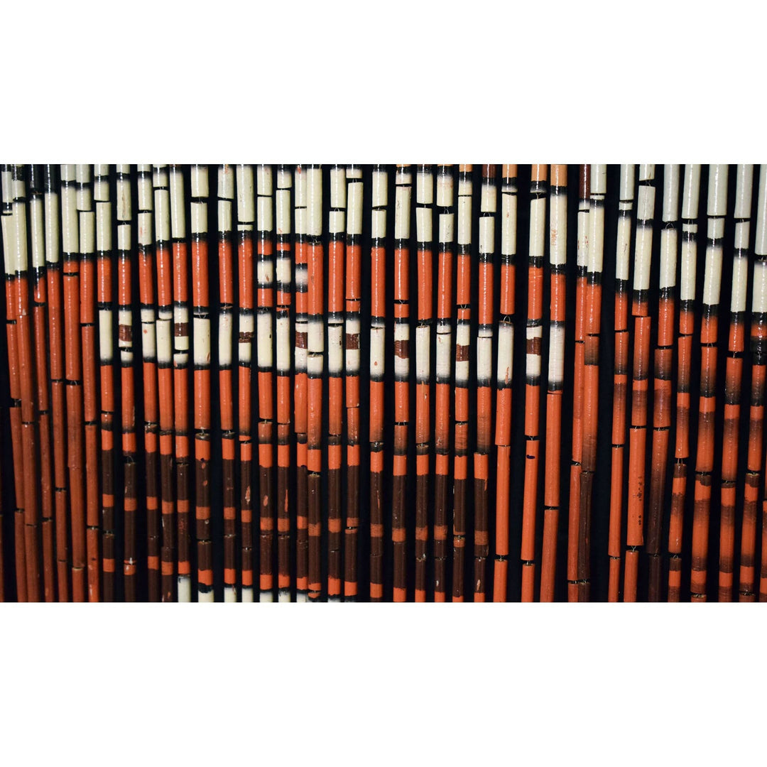 Handmade Retro Red Phone Booth Bamboo Beaded Curtain Beads Wood Hand Painted - Diamond Home USA