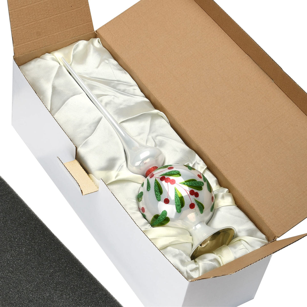 15" Leaves Glass Christmas Tree Topper 15 in White - Diamond Home USA