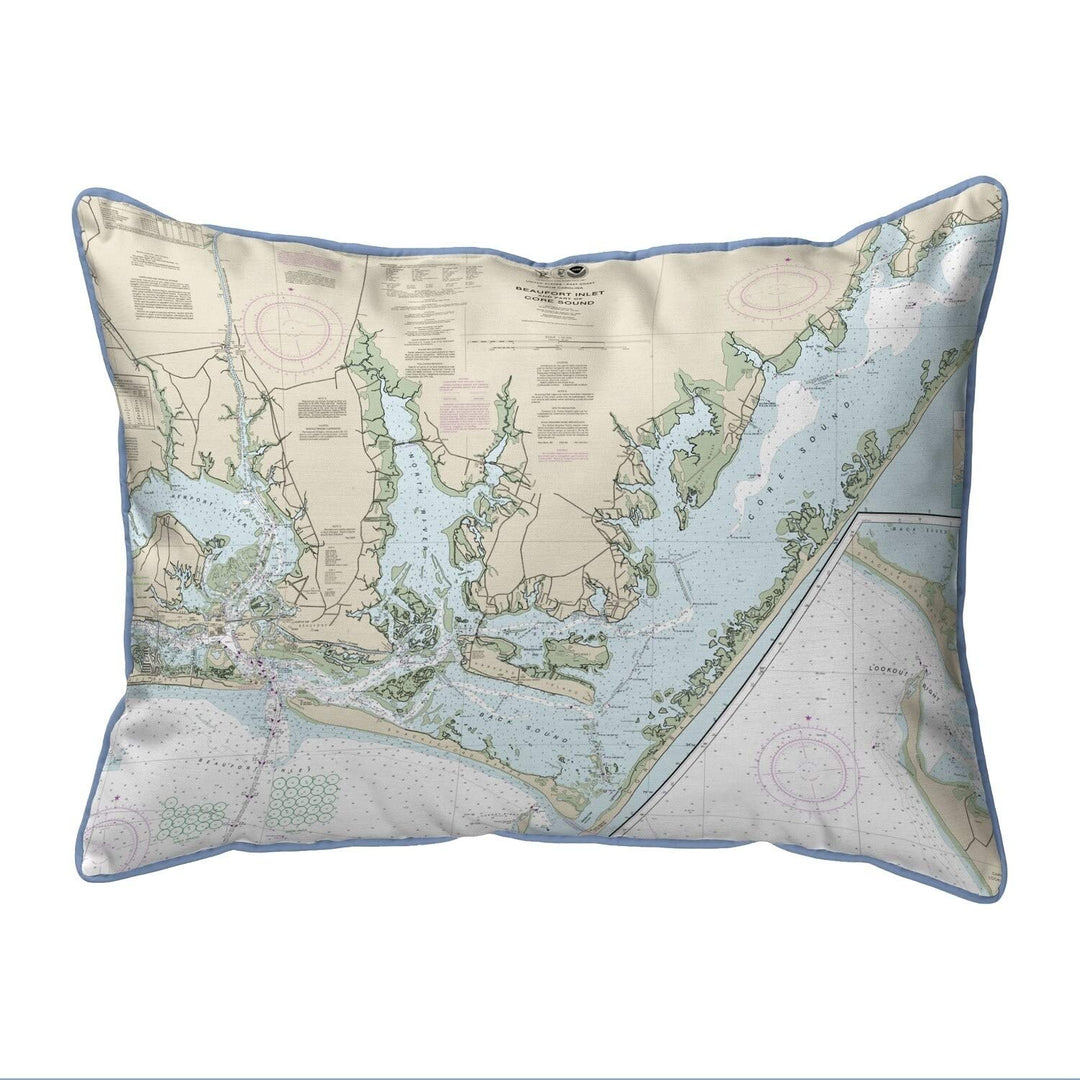 Inlet and Part of re Sound Nc Nautical Map Pillow Multi lor Graphic Print