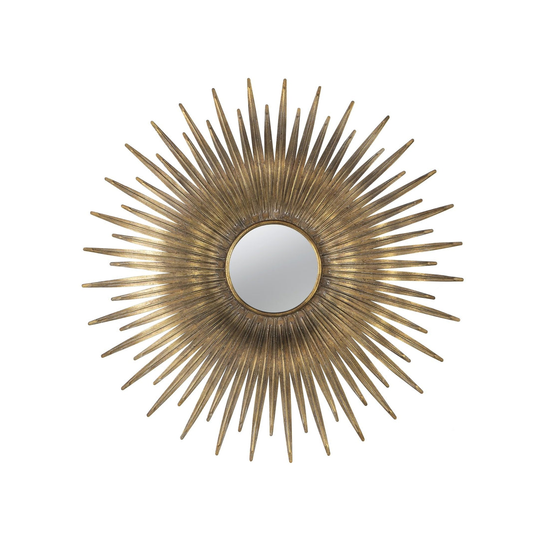 Retro Design Gold Sunburst Metal Decorative Wall Mirror Farmhouse Modern - Diamond Home USA
