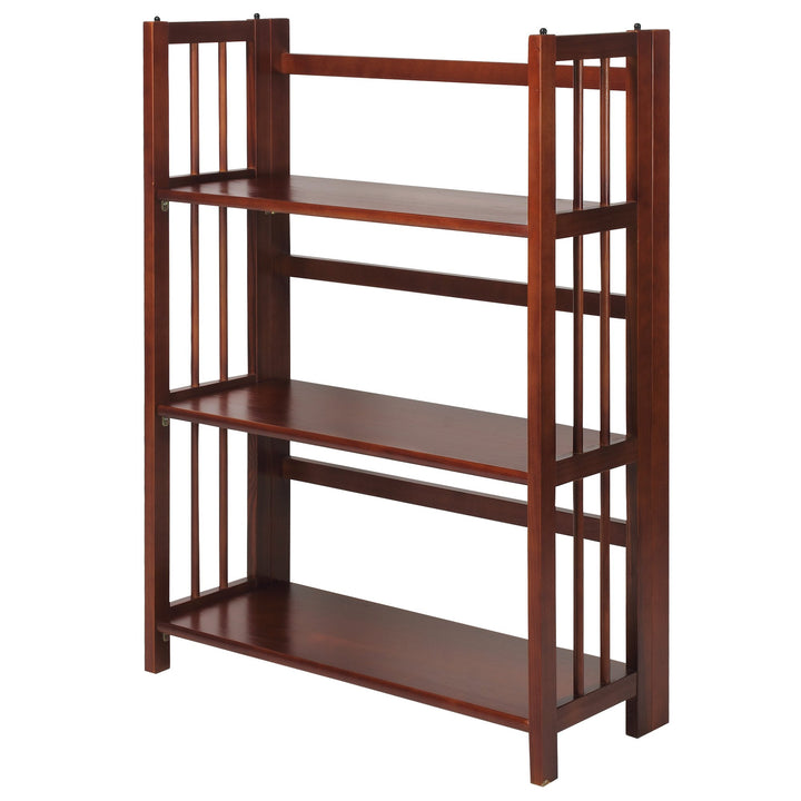 Casual Home 3-Shelf 27.5" Wide Folding Stackable Bookcase Walnut (New)