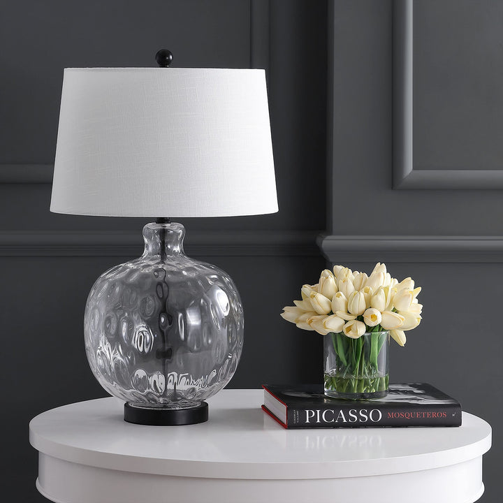 26.5" Glass/Metal Led Table Lamp Clear/Black Black Clear Bohemian Eclectic - Diamond Home USA