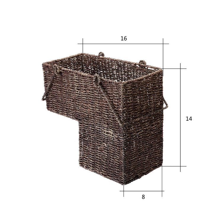 Villacera 14-Inch Wicker Stair Case Basket with Handles|Handmade Woven - Diamond Home USA