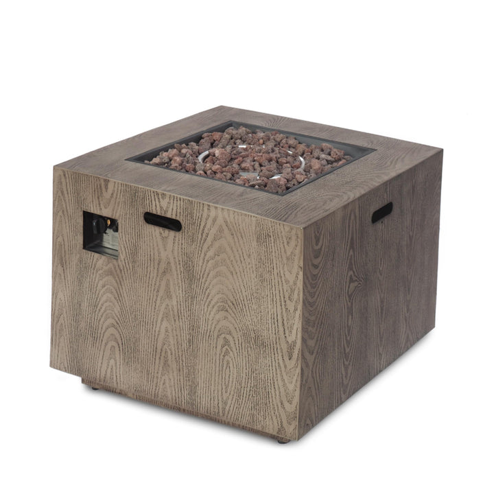 Christopher Knight Home Aaron Outdoor 33-Inch Square Fire Pit Brown Wood Pattern - Diamond Home USA